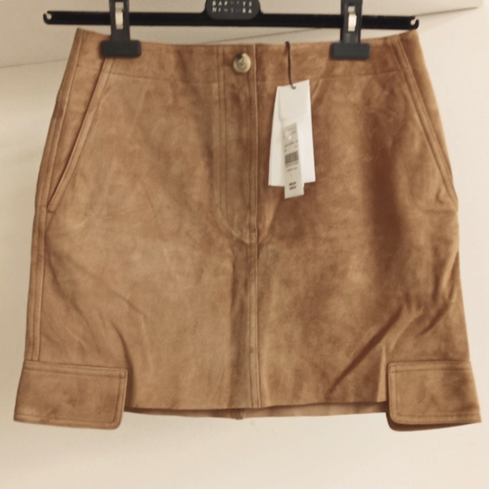 Helmut Lang Leather Mini Skirt Size 4   Color Fawn